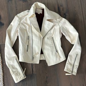 Off White buttery soft leather Moto Jacket - XS True Religion